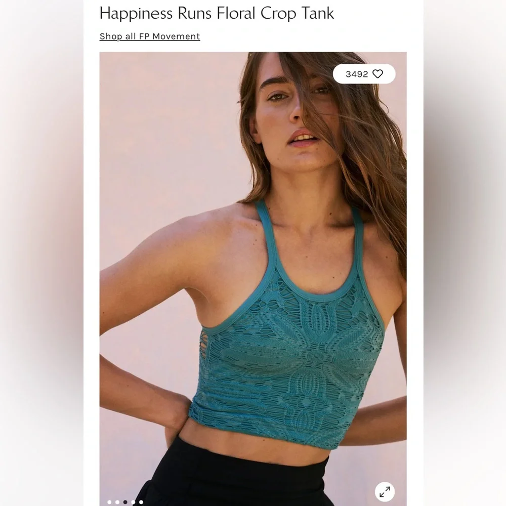 NWOT Free People Happiness Runs Floral crop tank